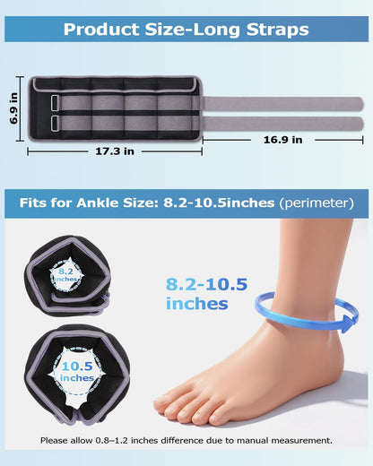 Adjustable Ankle Weights 1-3/4/5/6/8/10/12/15/20 LBS Pair with Removable Weight for Jogging, Gymnastics, Aerobics, Physical Therapy